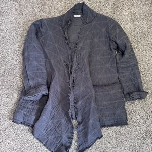 Alma Mia Raw Edge Open Front Jacket - M/L